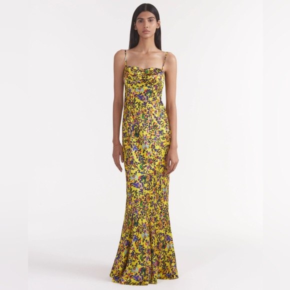 SALONI Yellow and Blue Floral Maxi Dress - Picture 1 of 16